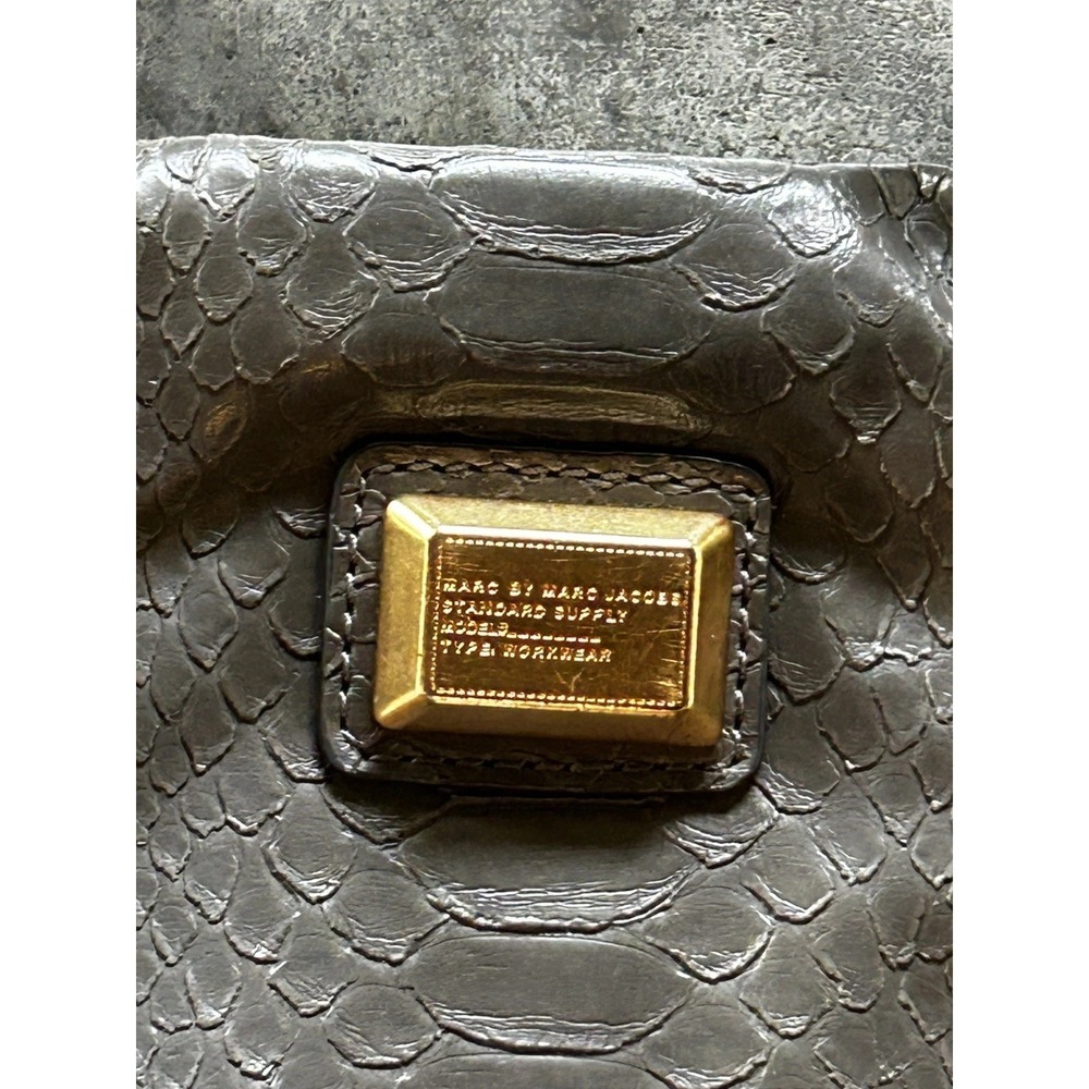Marc By Marc Jacobs Gray Python Embossed Leather … - image 5